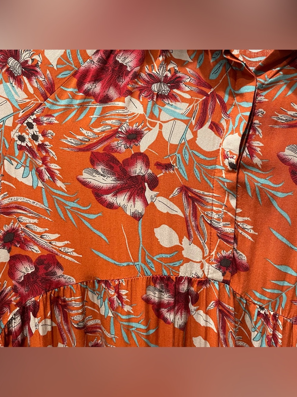 Lot 2 Natural Life Midi Dresses - Turquoise Mix & Orange Tropical Floral Boho L - Picture 2 of 16